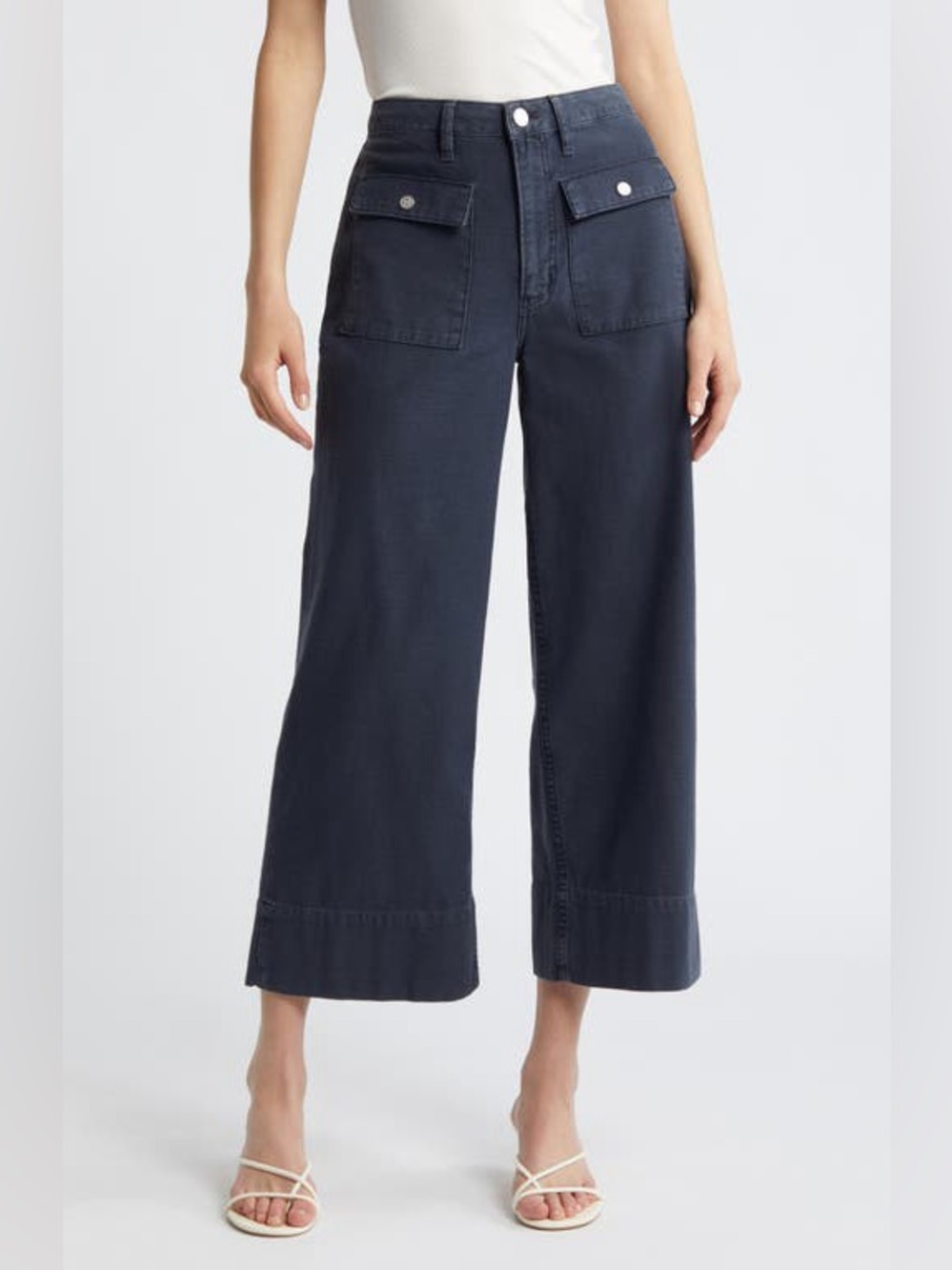 NWT Frame The 70s Cotton-Canvas Wide-Leg Pants, Size 33 - Picture 5 of 13